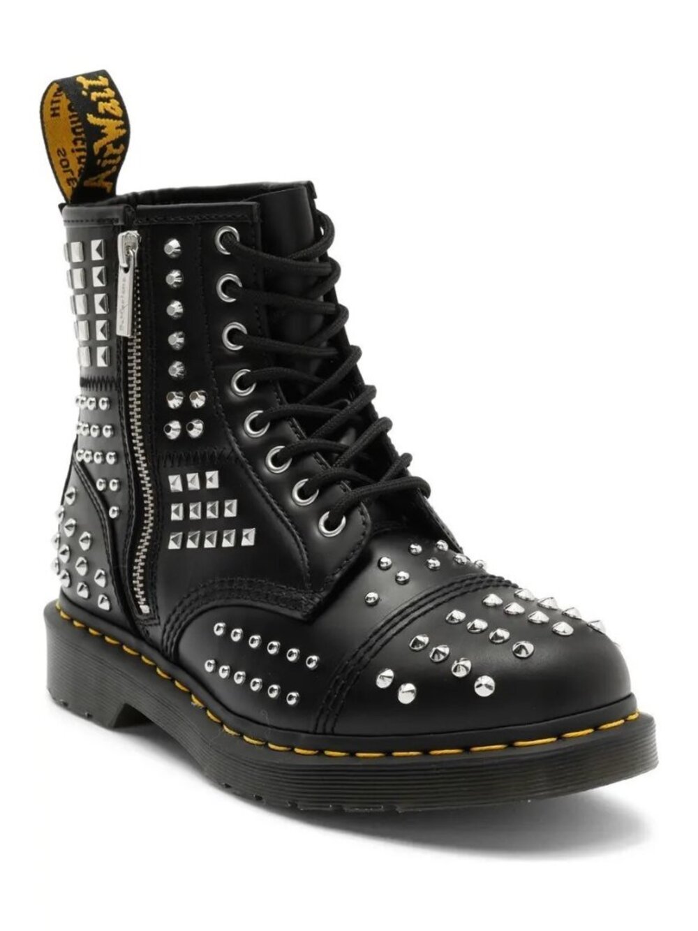 Dr. Martens 1460 Black Atlas Studded Zip Boots Women’s 7 UK 5 NWOB